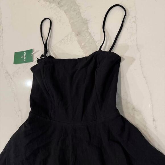 Halara NWT Backless Tie Back Tiered Ruffle Flowy Mini Dress Women's Medium Black - Picture 3 of 9